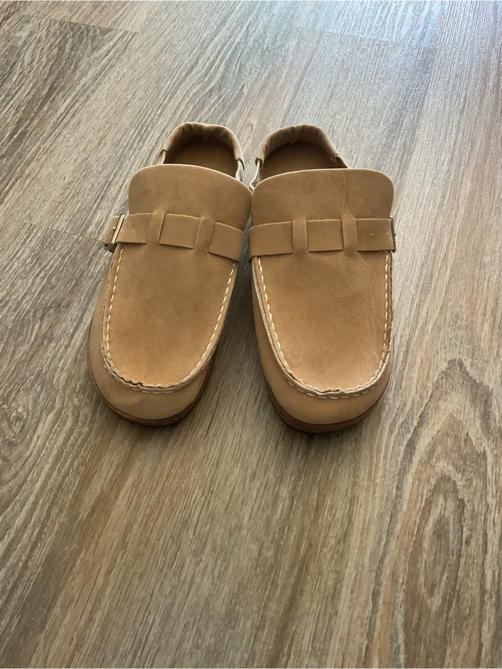 Womens Tan Faux Suede Slip-On Loafers